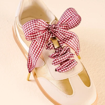 Step It Up Shoelaces-Gingham Burgundy