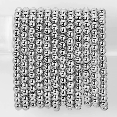 Silver 6mm Beaded Bracelet