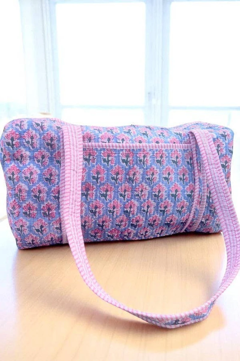 Sybil Blue and Pink Floral Duffle Bag