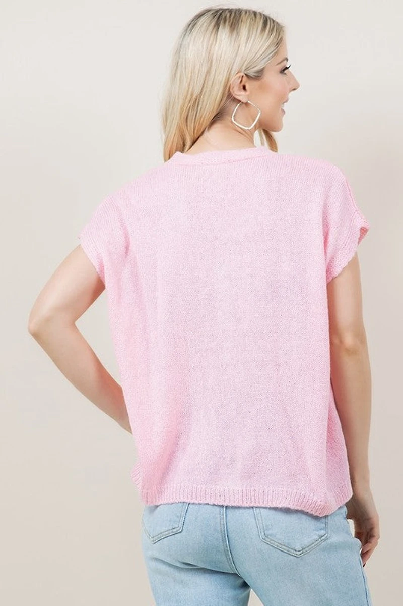 Short Sleeve Button Down Cardigan