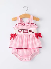 4th of July Plaid Girls Romper