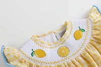 Yellow Gingham Lemon Smocked Flutter Baby