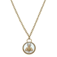 Verona Enamel Bee Pendant Necklace in Ivory