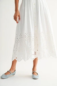 Embroidered Eyelet Midi Dress