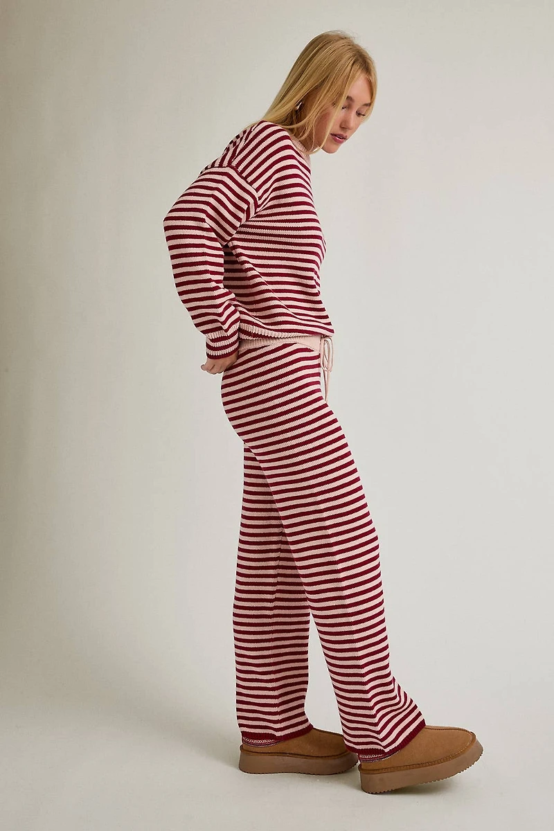 Pink Stripe Sweater Pants Set
