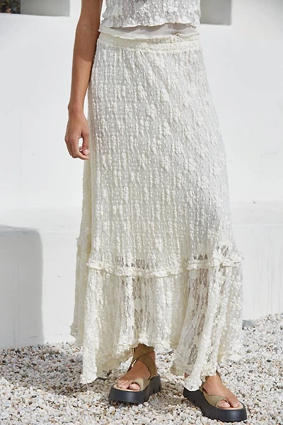 Knit Floral Lace Midi Skirt