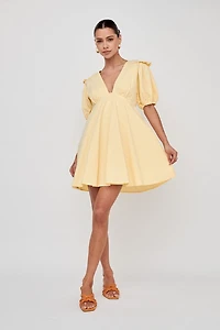 Plunge Ruffle Sleeve Dress