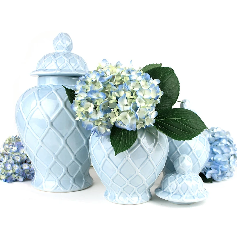 Light Blue Textured Ginger Jar - Extra Large