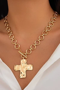 Notable Hammered Cross Necklace