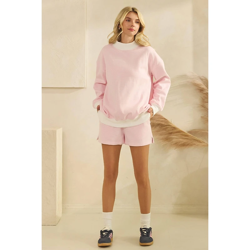 Pink Striped Mockneck