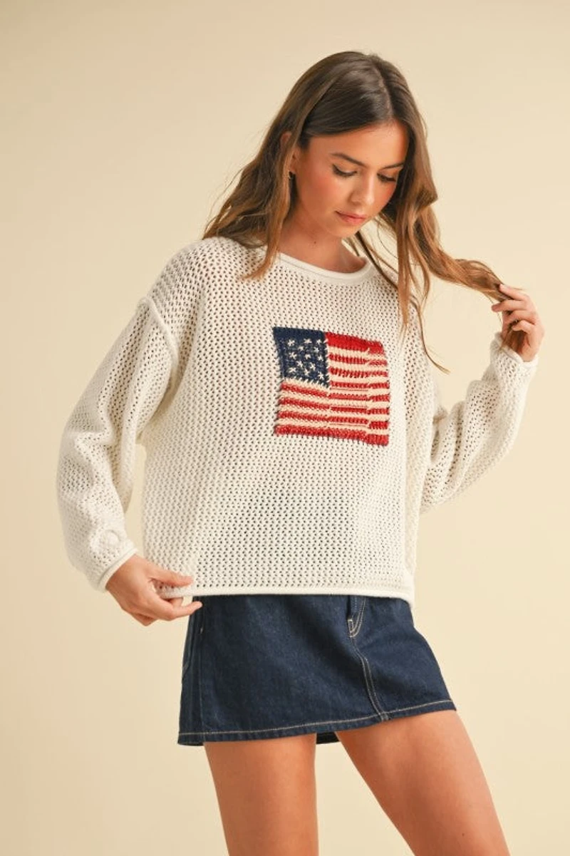 White Flag Knitted Sweater