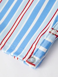 4th of july Toddler Boys Ice Cream Striped Smocking Embroidered Romper