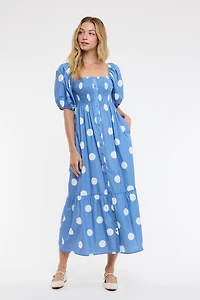 Polka Dot Puff Sleeve Dress