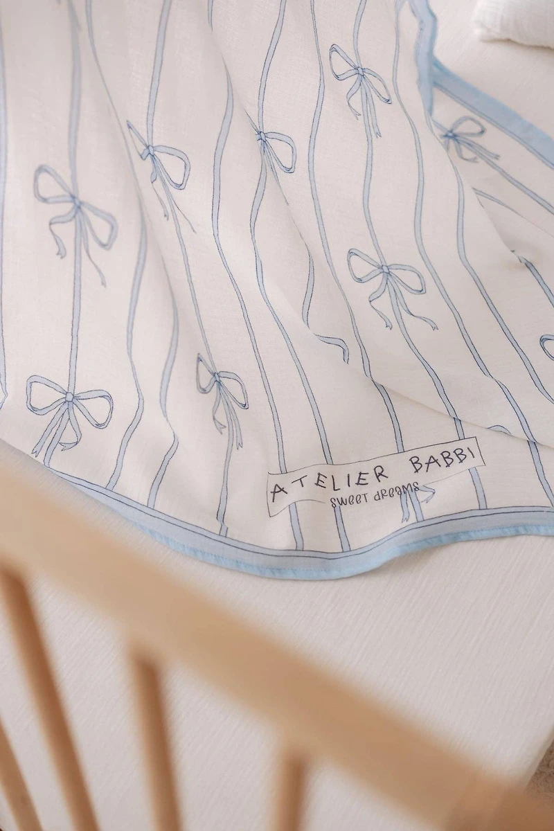 Bow Muslin Baby Blanket