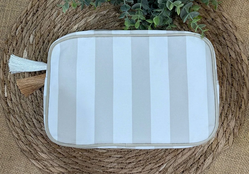 Stripe Cosmetic Bag with Tassel