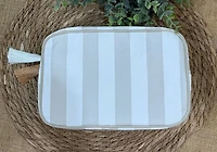 Stripe Cosmetic Bag with Tassel : Blue