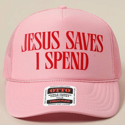 Jesus Saves Hat/ Light Pink