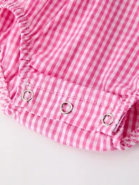 Bow Embroidered Plaid Baby Girl Romper