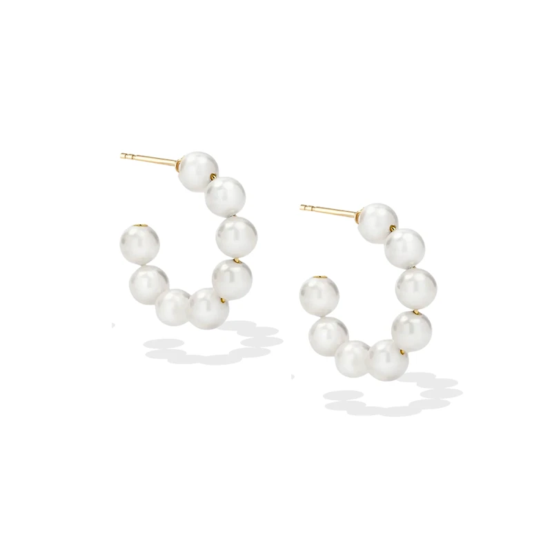 Chunky Modern Pearl Hoops