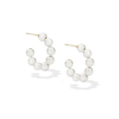 Chunky Modern Pearl Hoops