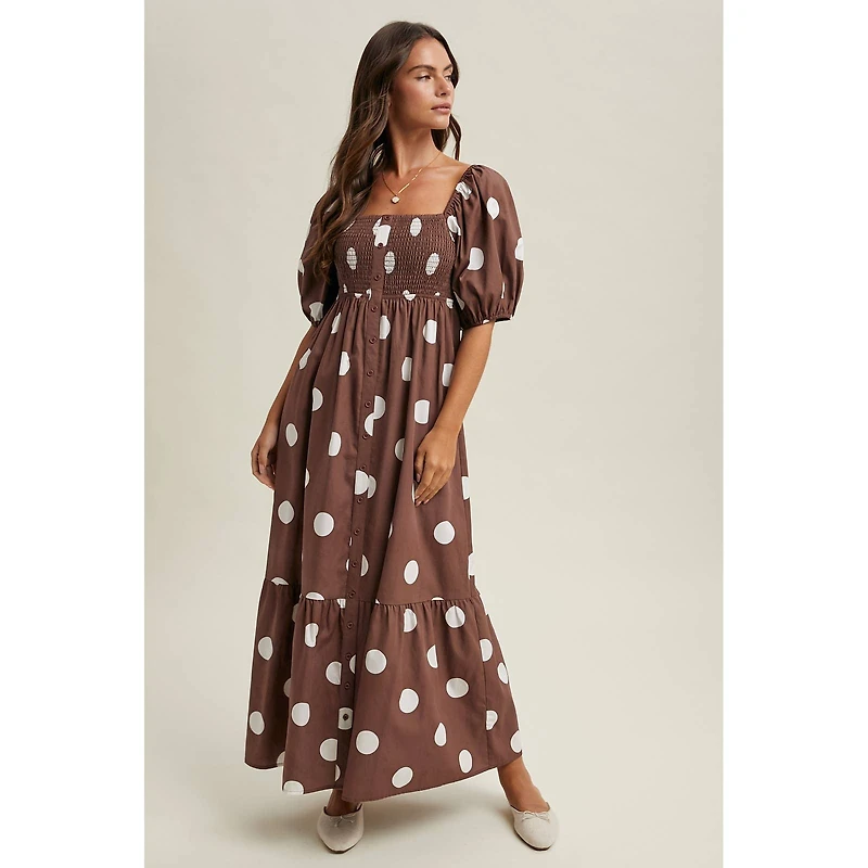 Polka Dot Puff Sleeve Dress