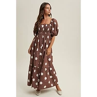 Polka Dot Puff Sleeve Dress