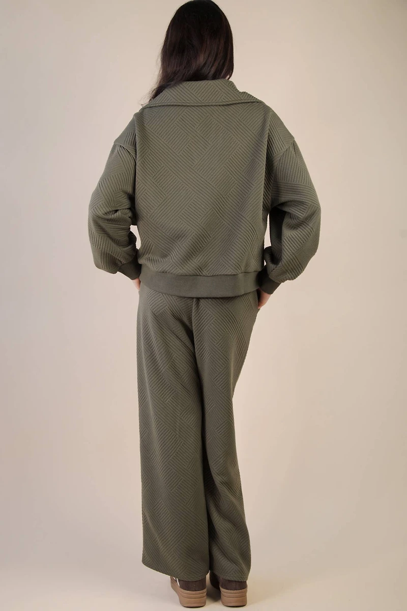 Green Textured Casual Comfy Set