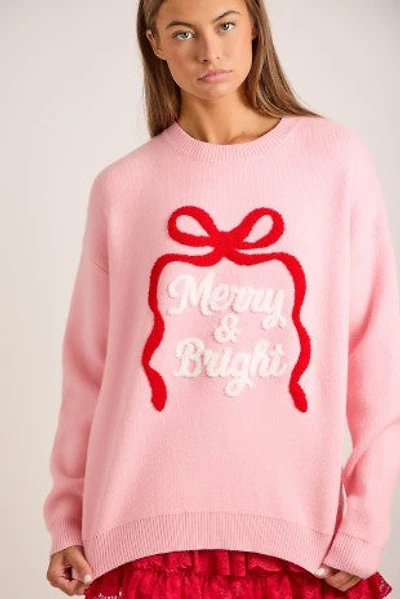 Pink Merry & Bright Embroidered Sweater