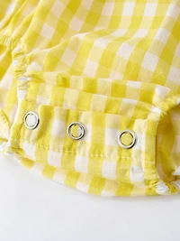 Yellow Gingham Baby Girl Romper