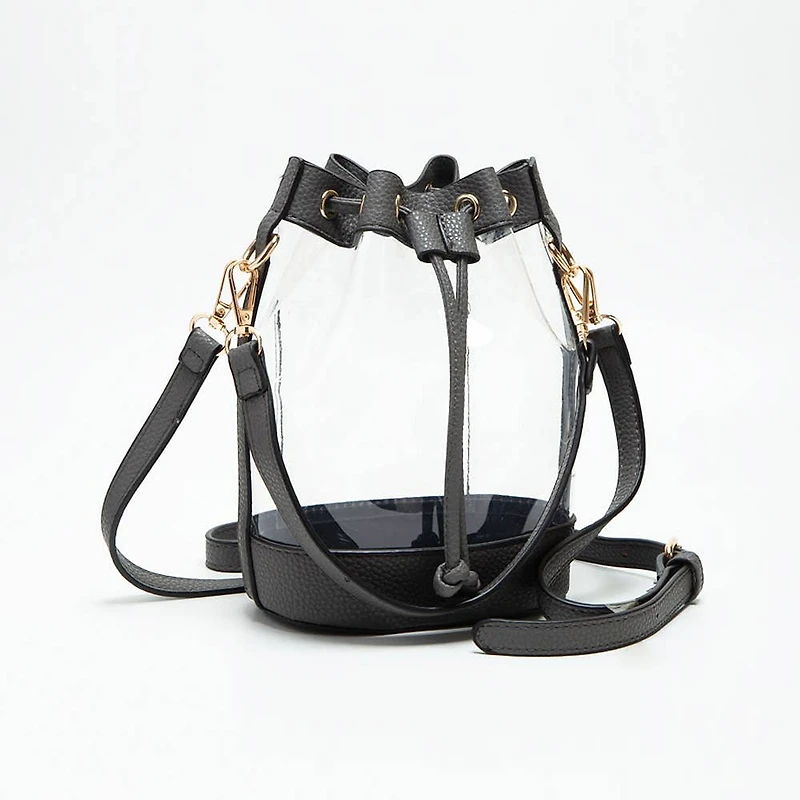 Gray Clear Bucket Bag