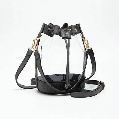 Gray Clear Bucket Bag