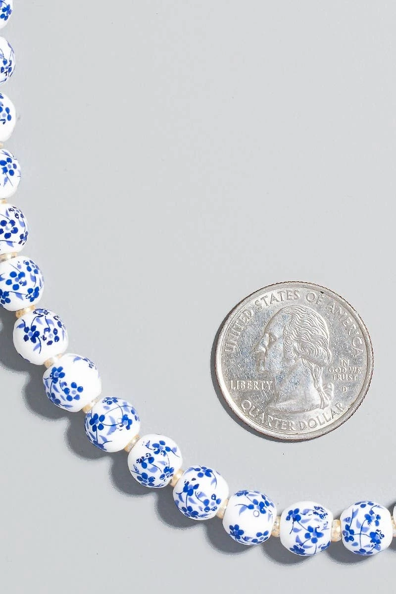 Floral Ceramic Beaded Chain Necklace