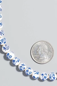 Floral Ceramic Beaded Chain Necklace
