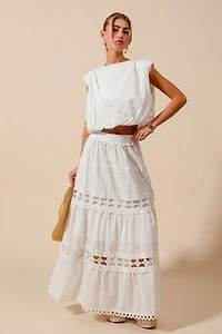 Sleeveless Crop Bubble Top & Skirt Set