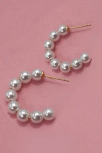 PEARL BEADED HOOP EARRINGS