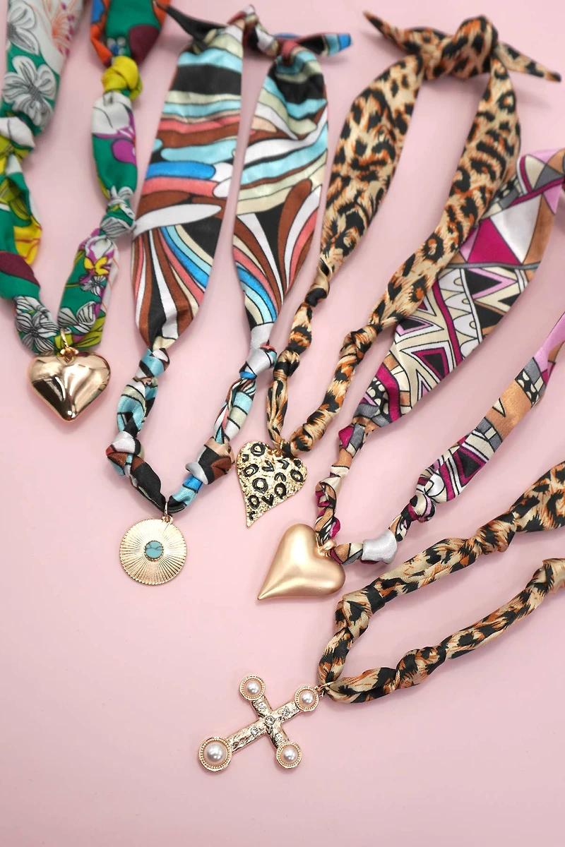 Cheetah Handmade Scarf Charm Necklace