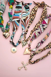 Cheetah Handmade Scarf Charm Necklace