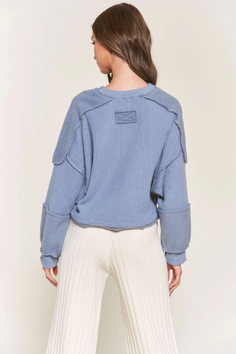 Blue Henley Long Sleeve Top