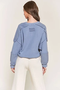 Blue Henley Long Sleeve Top