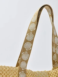 Tan Shell Beach Bag & Hat Set