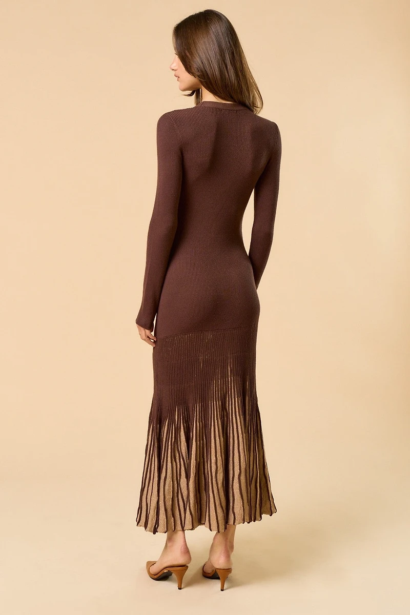 Brown Long Sleeve Maxi Dress