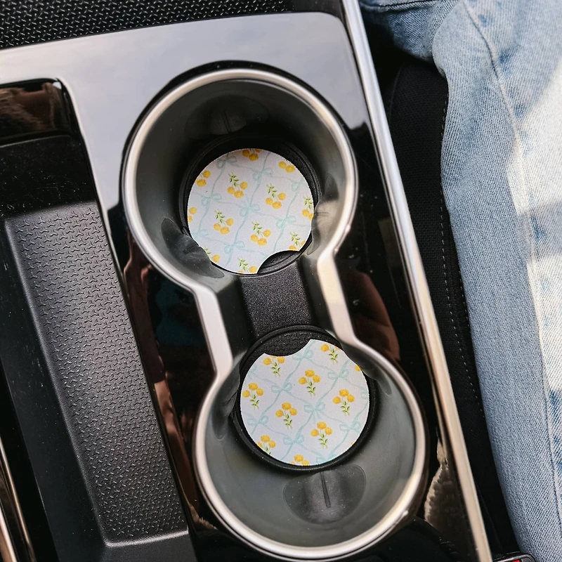 Blue & Yellow Floral Car Coasters
