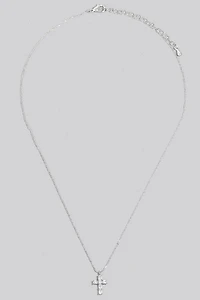 Gold Dipped Cz Cross Pendant Necklace