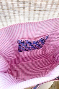 Sybil Blue and Pink Floral Tote Bag