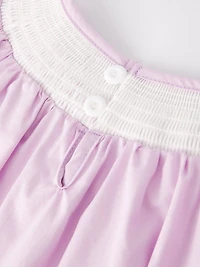 Girls Easter Bunny Smocking Embroidered Lace Cuff Purple