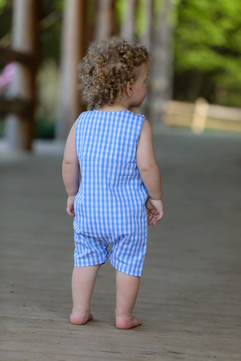 4th of july Flag Embroidery Smocking Boys Romper