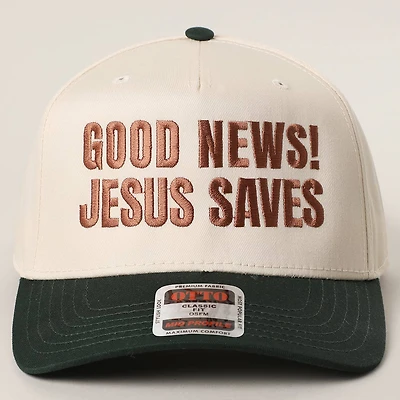 Good News Jesus Saves Trucker Hat/ Green & Brown