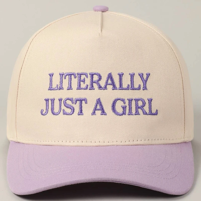 Literally Just A Girl Embroidery Two Tone Trucker Hat: FUCHSIA / ONE SIZE