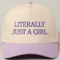 Literally Just A Girl Embroidery Two Tone Trucker Hat: FUCHSIA / ONE SIZE
