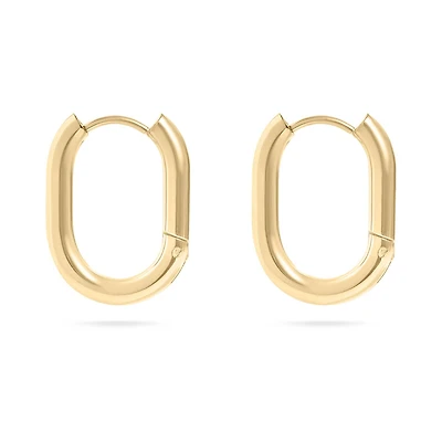 18K Gold Stainless Steel Oval Huggie Earrings